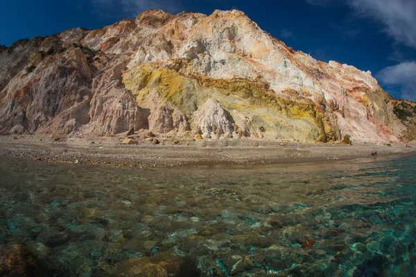 Vackra Och Sällsynta Naturliga Färger Firiplaka Strand Milos Grekland — Stockfoto