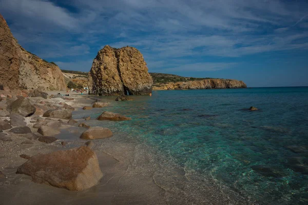 Hermosos Raros Colores Naturales Playa Firiplaka Isla Milos Grecia — Foto de Stock