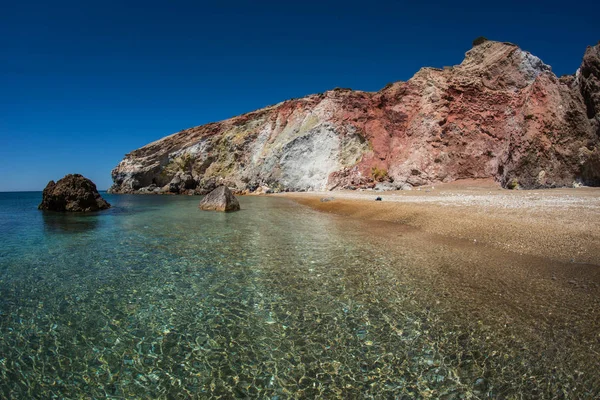 Hermosos Raros Colores Naturales Playa Palepchori Isla Milos Grecia — Foto de Stock