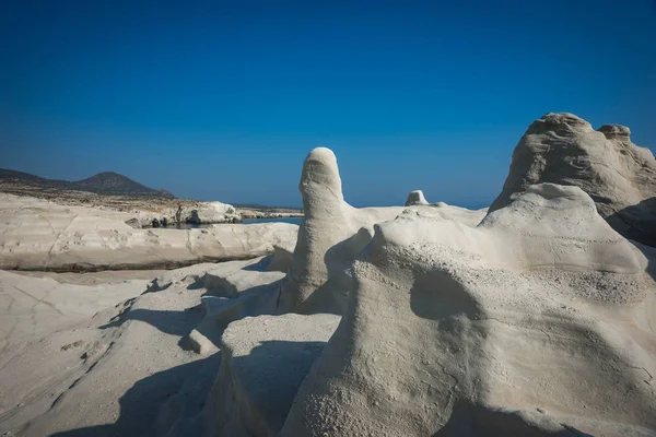 Maanlandschap Strand Sarakiniko Milos Eiland Griekenland — Stockfoto