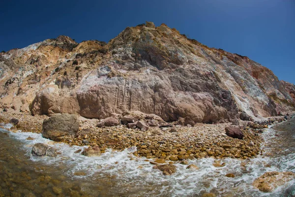 Hermosos Raros Colores Naturales Playa Firiplaka Isla Milos Grecia —  Fotos de Stock