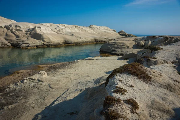 Maanlandschap Strand Sarakiniko Milos Eiland Griekenland — Stockfoto