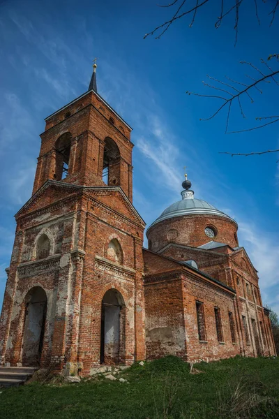 Förstört Rött Tegelkyrka Kaluga Region Ryssland — Stockfoto