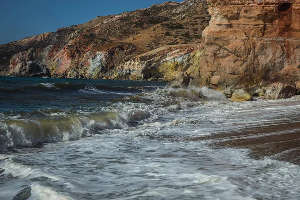 Szép Ritka Természetes Színek Palepchori Strand Milos Island Görögország — Stock Fotó