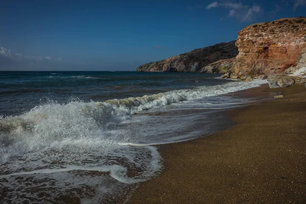 Hermosos Raros Colores Naturales Playa Palepchori Isla Milos Grecia — Foto de Stock