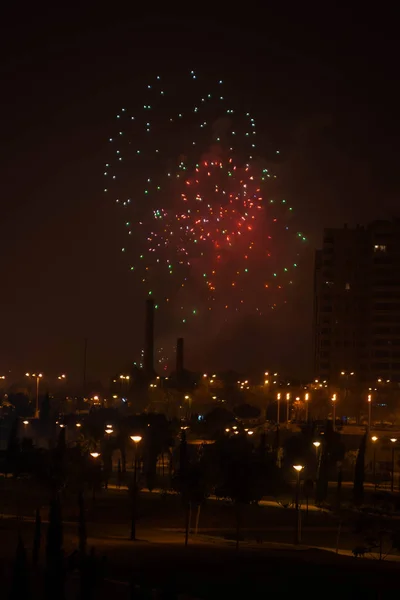 Fireworks Background Night City Valencia Spain — Stock Photo, Image