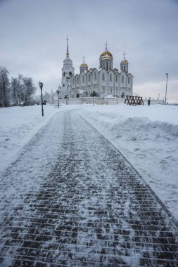 Rusya'da kışın Vladimir Varsayım Katedrali Görüntü