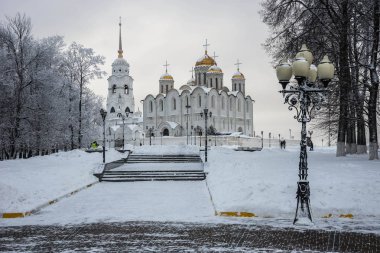Rusya'da kışın Vladimir Varsayım Katedrali Görüntü