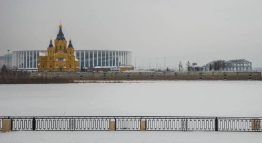 Alexander Nevsky Katedrali tükürük Nijniy Novgorod, Rusya üzerinde görüntü