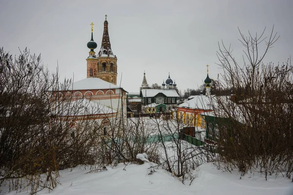 Paisaje Invernal Con Iglesia Suzdal Región Vladimir Rusia — Foto de Stock