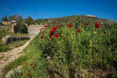 Yunanistan Peloponnese üzerinde Argos'ta ortaçağ kalesi kalıntıları ediyor