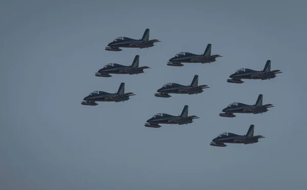 Roma Itália Junho 2020 Grupo Acrobático Treinamento Aeronaves Ataque Leve — Fotografia de Stock