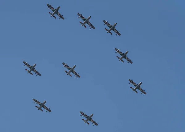 Řím Itálie 2020 Akrobatická Skupina Italských Lehkých Útočných Letadel Před — Stock fotografie
