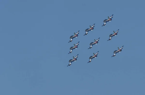 Řím Itálie 2020 Akrobatická Skupina Italských Lehkých Útočných Letadel Před — Stock fotografie