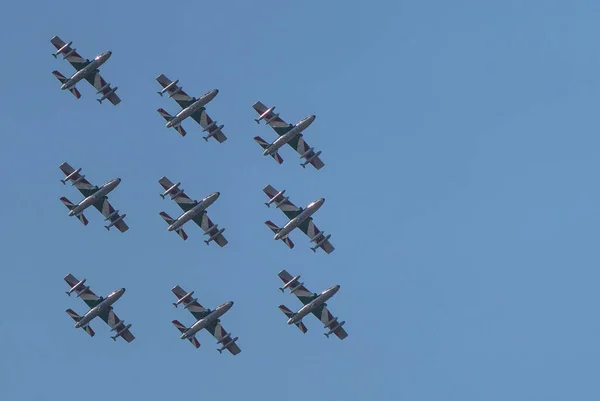 Řím Itálie 2020 Akrobatická Skupina Italských Lehkých Útočných Letadel Před — Stock fotografie