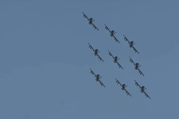 Roma Itália Junho 2020 Grupo Acrobático Treinamento Aeronaves Ataque Leve — Fotografia de Stock