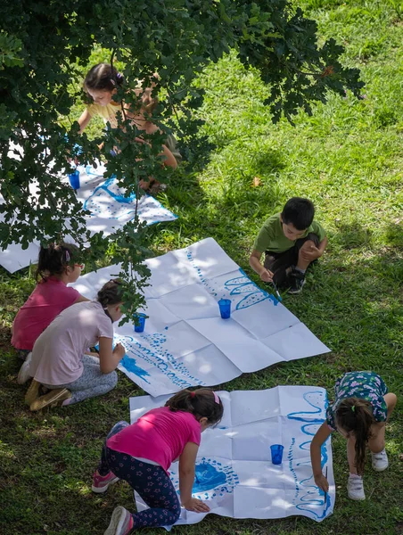 Рим Италия Июня 2020 Года Урок Рисования Открытым Небом Парке — стоковое фото