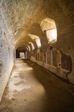 İtalya 'nın Campania kentindeki Vesuvius volkanı tarafından yok edilen antik Pompeii kentinin kalıntıları.