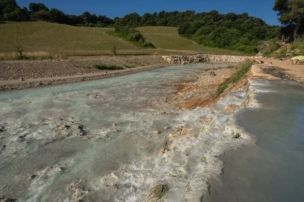 Água Spa Natural Com Fontes Termais Banhos Termais Saturnia Toscana — Fotografia de Stock