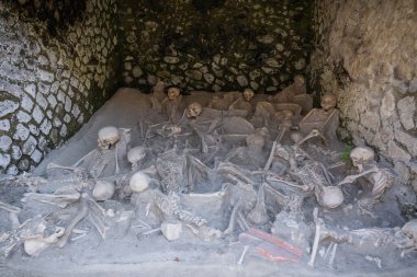 Image of remains of refugees from Herculaneum after tragedy of eruption of Vesuvius, Campania, Italy clipart