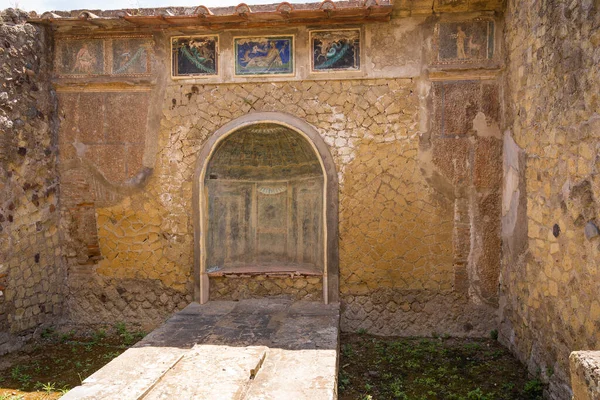 Imagem Mosaico Parede Netuno Amphitrite Ercolano Herculaneum Enterrado Durante Erupção — Fotografia de Stock