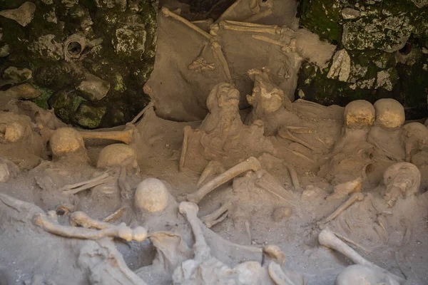 Vesuvius Campania Talya Daki Faciadan Sonra Herculaneum Dan Mültecilerin Kalıntıları Stok Resim