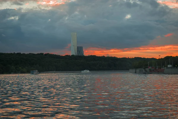 Image Des Remblais Rivière Moscou Coucher Soleil — Photo