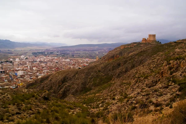 Bild Ruiner Ett Slott Och Bergsutsikt Jumilla Spanien — Stockfoto