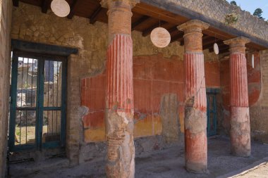 Vezüv, Campania, İtalya 'nın püskürmesinden sonra geriye kalan Herculaneum antik Roma kalıntıları