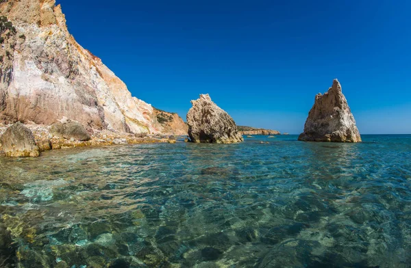 Playa Firiplaka Sus Hermosos Colores Naturales Milos Grecia — Foto de Stock