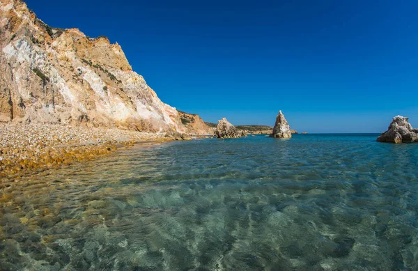 Firiplaka Strand Het Prachtige Natuurlijke Kleuren Milos Griekenland — Stockfoto