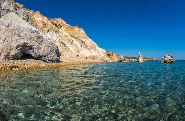 Playa Firiplaka Sus Hermosos Colores Naturales Milos Grecia — Foto de Stock