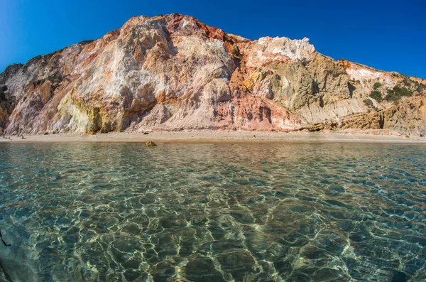 Firiplaka Strand Het Prachtige Natuurlijke Kleuren Milos Griekenland — Stockfoto