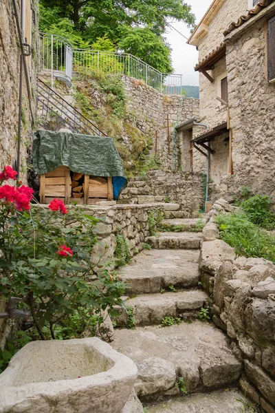 Streets Medieval Borgo Roccacaramanica Abruzzo Italy — Stock Photo, Image