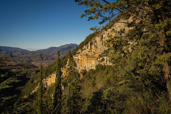 Vista Panorámica Del Monasterio San Benito Cerca Subiaco Italia — Foto de Stock