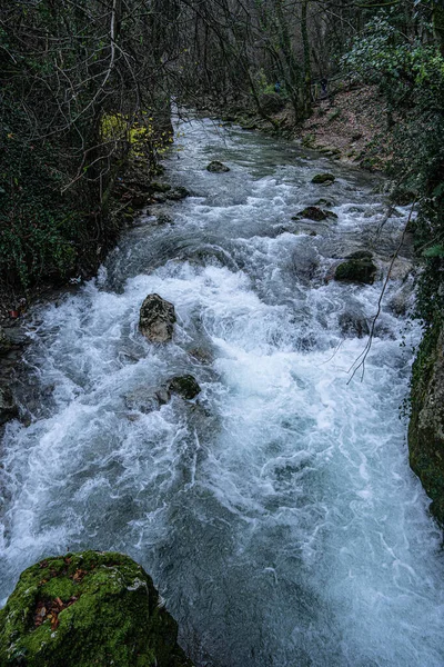 Scenic Views Rapids Aniene River Town Subiaco Italy — ストック写真