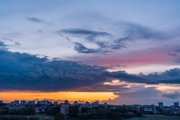 Céu Com Nuvens Pôr Sol Roma Itália — Fotografia de Stock