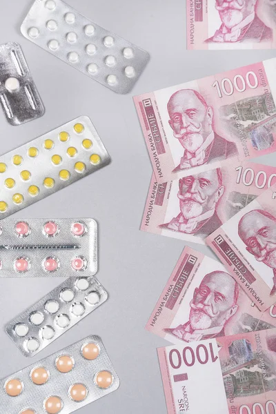 Medicine expenses. High costs of medication concept.  Pharmaceutical business.