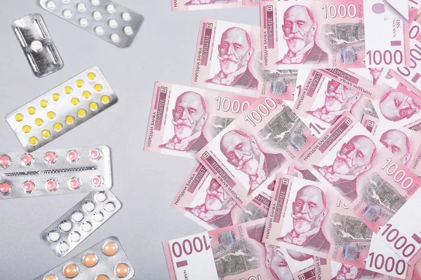 Medicine expenses. High costs of medication concept.  Pharmaceutical business.