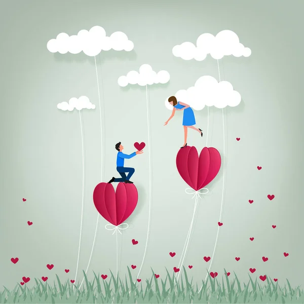 Flores Coração Vermelho Fundo Rosa Cartão Dia Dos Namorados Feliz —  Vetores de Stock