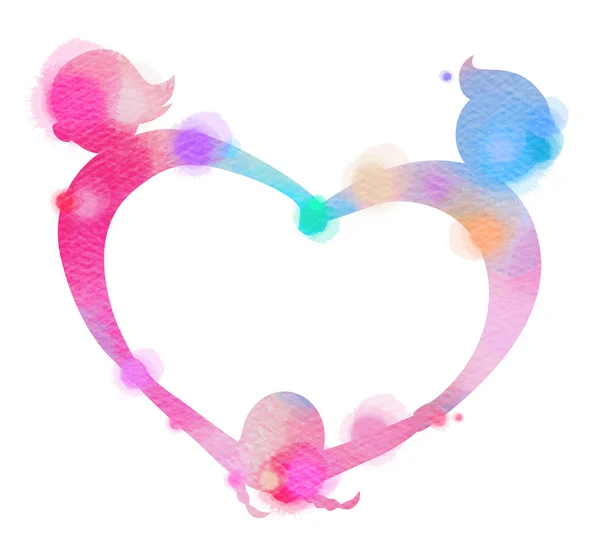 Double Exposure Illustration Happy Family Making Heart Sign Silhouette Abstract — Stock Photo, Image