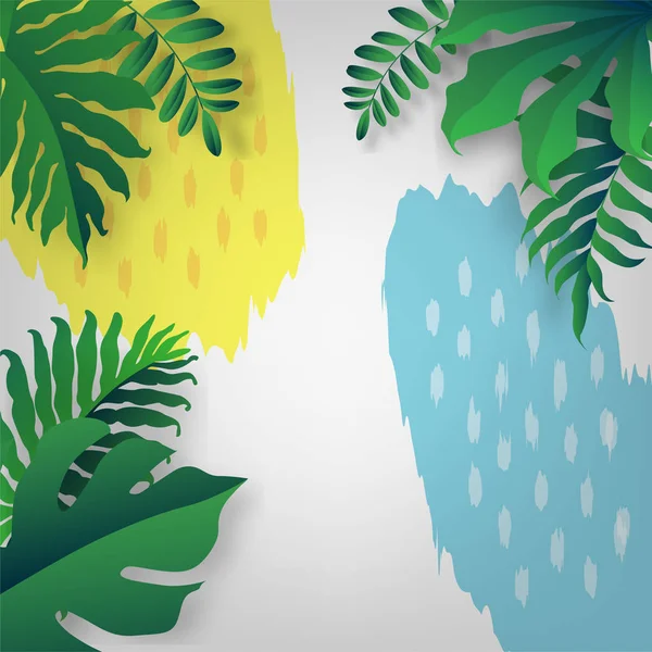 Templat Bingkai Batas Desain Tropis Dengan Daun Hutan Ungu Ilustrasi - Stok Vektor