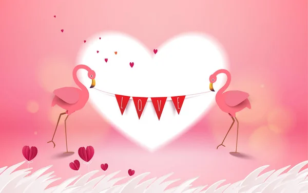 Αγάπη Και Την Ημέρα Του Αγίου Βαλεντίνου Κάρτα Ρομαντικό Ροζ — Διανυσματικό Αρχείο