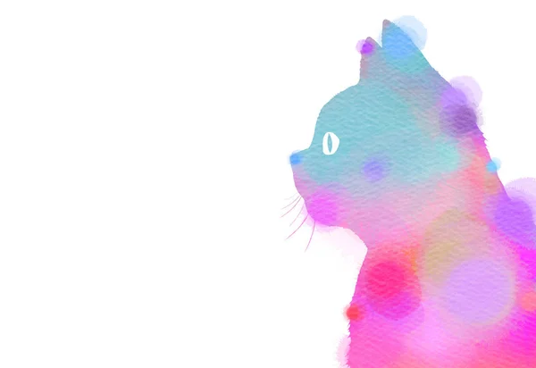 Silhouette Watercolor Cat — Stock Photo, Image