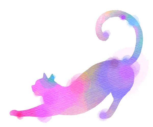 水彩の猫のシルエット — ストック写真