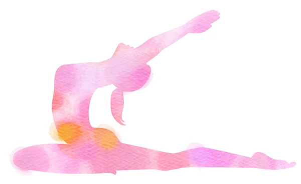 Aquarel Yoga Vrouw Silhouet Witte Achtergrond Digitale Kunst Schilderij — Stockfoto