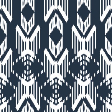 Ikat Dikişsiz desen tasarım. Etnik kumaş. Bohem moda. Vektör çizim