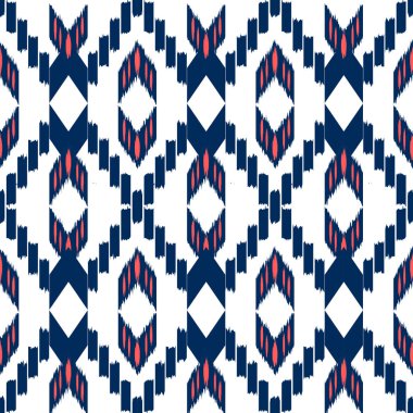 Ikat Dikişsiz desen tasarım. Etnik kumaş. Bohem moda. Vektör çizim