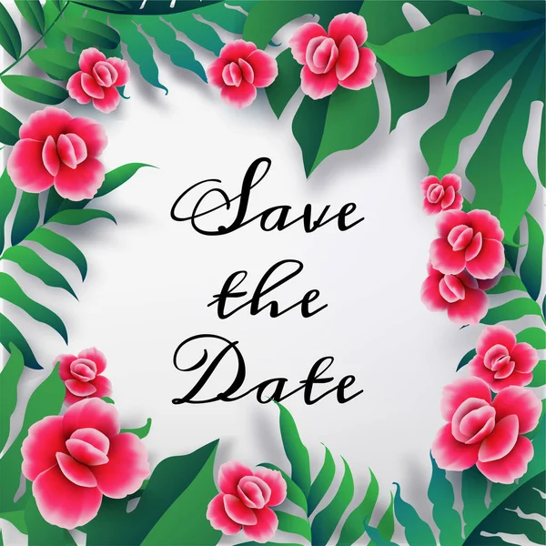 Розовый Цветок Копировальным Пространством Лето Праздником Приглашение Свадебная Карточка Векторная — стоковый вектор