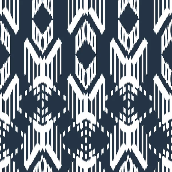 Ikat Senza Soluzione Continuità Pattern Design Tessuto Etnico Moda Boema — Vettoriale Stock